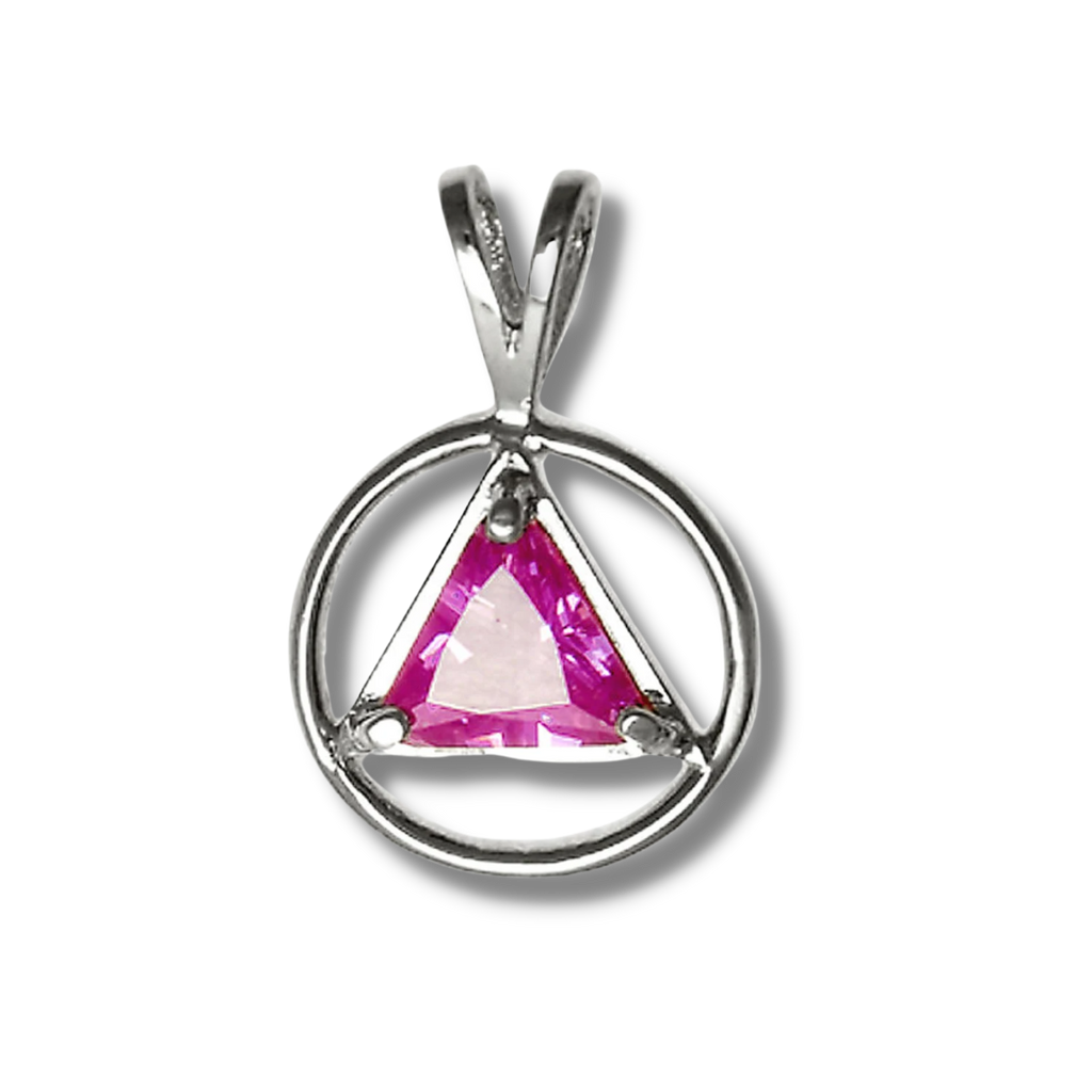 Triangle of Birthstone AA Sterling Silver Pendant - Available in 12 Different Colors