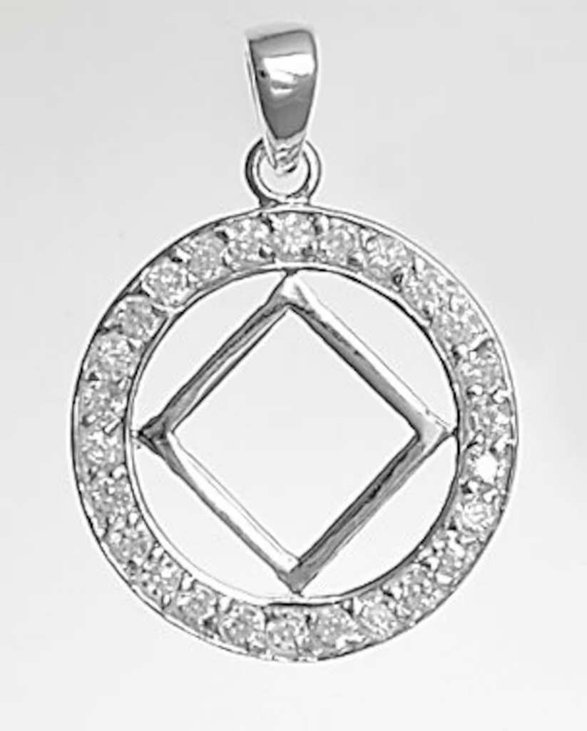 Circle of Hope Pendant - Sterling Silver NA Symbol with 26 CZ's on a Singapore Chain