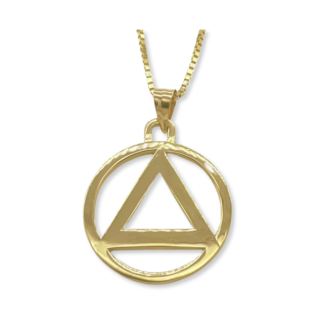 Golden Steps of Recovery Necklace - 14K Yellow Gold Sobriety Pendant