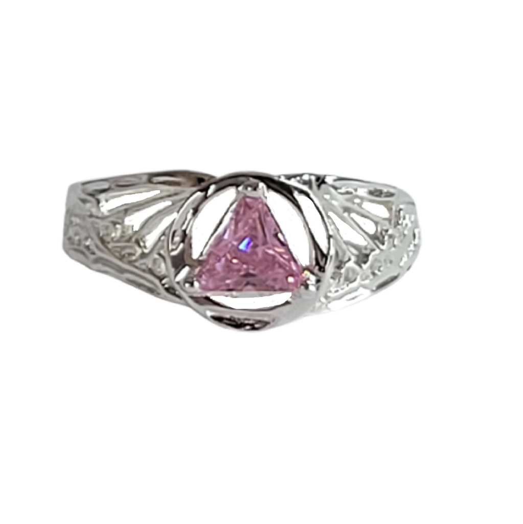 Twilight Triangle AA Ring - Sterling Silver Filigree Style with CZ Stone