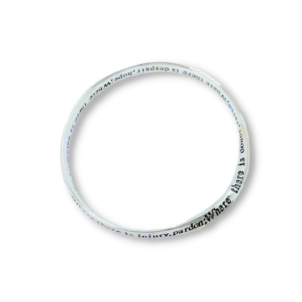 Channel of Peace Bracelet- Handmade Sterling Silver Bracelet, Engraved with the St. Francis Prayer