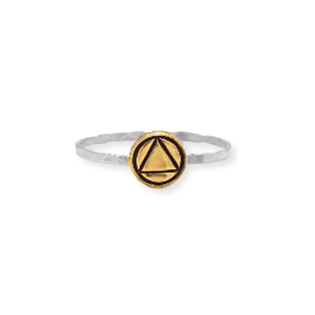 Simple Serenity - A Delicate AA Symbol Thin Ring to Support you on the Path of Sobriety