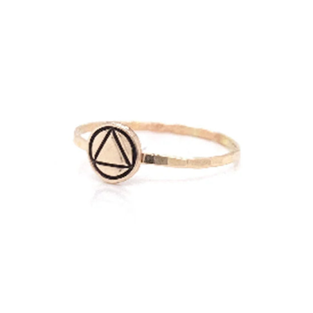 Simple Serenity - A Delicate AA Symbol Thin Ring to Support you on the Path of Sobriety