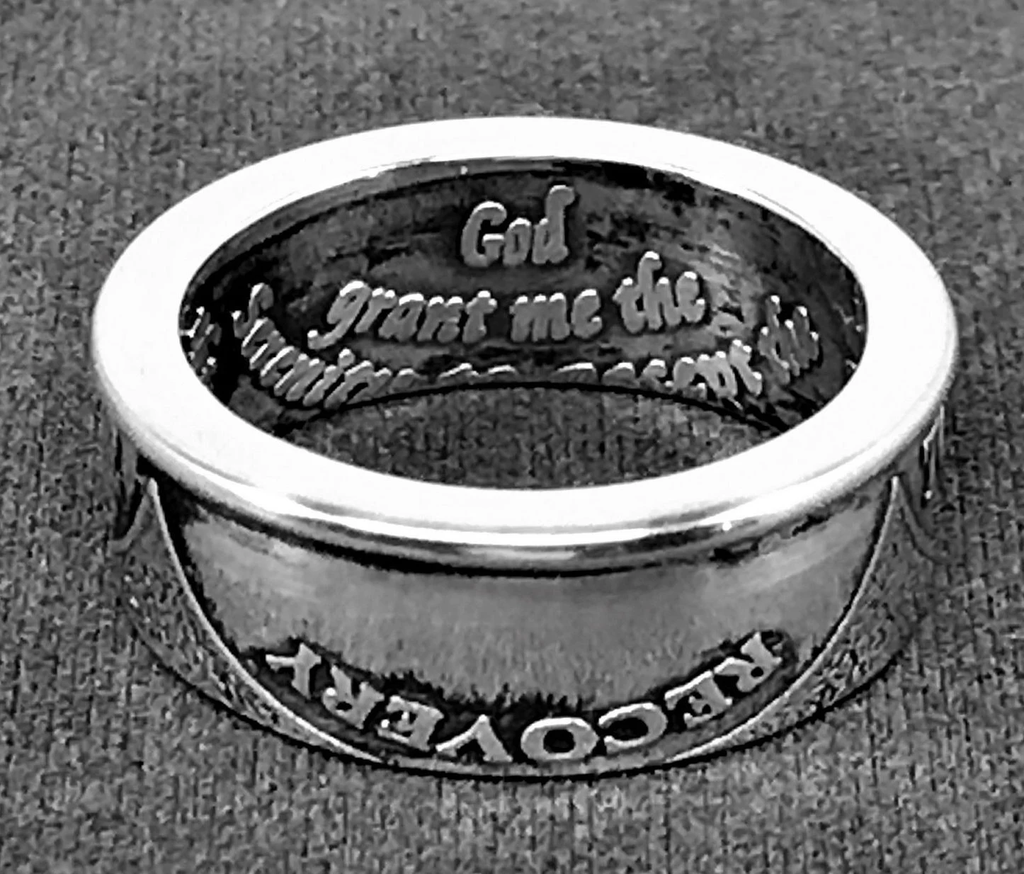 Pure Silver Sobriety Coin Ring - Hand Made from a Half-Ounce 999 Pure Silver Sobriety Coin