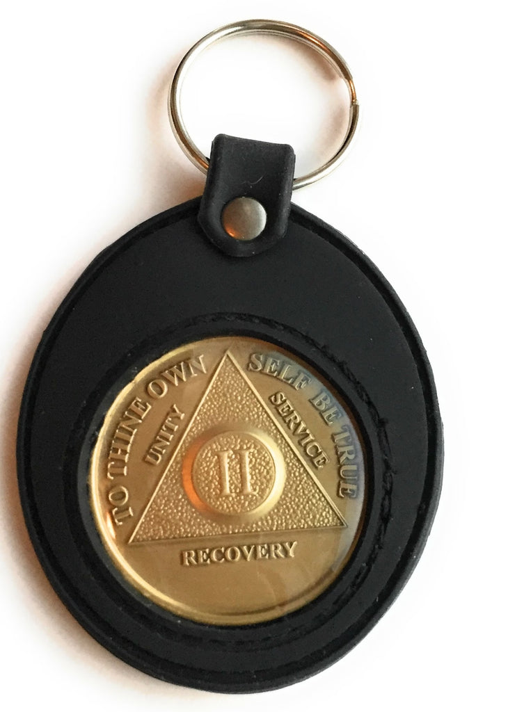 Black Soft Silicone Universal AA/NA Medallion Coin Holder Keychain
