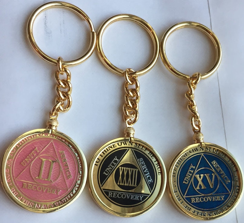 Gold Plated AA Chip Keychain Chip Holder